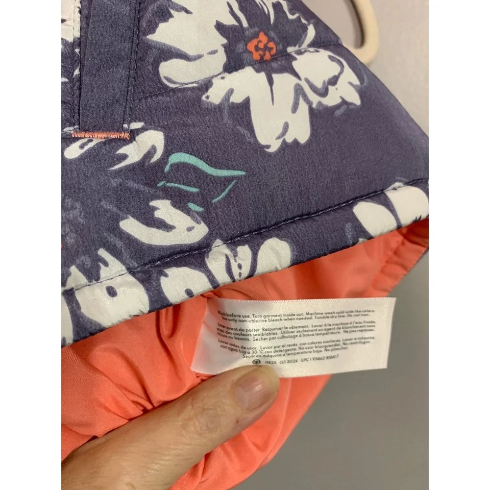 OshKosh B'gosh Kids Girls Floral Puffer Vest Coral Lining Size‎ 6 6X